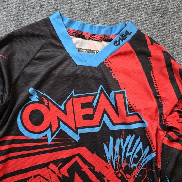 O'NEAL Mayhem Kids Youth Motocross Jersey L Red Black Blue Y2K Moto - Picture 2 of 11